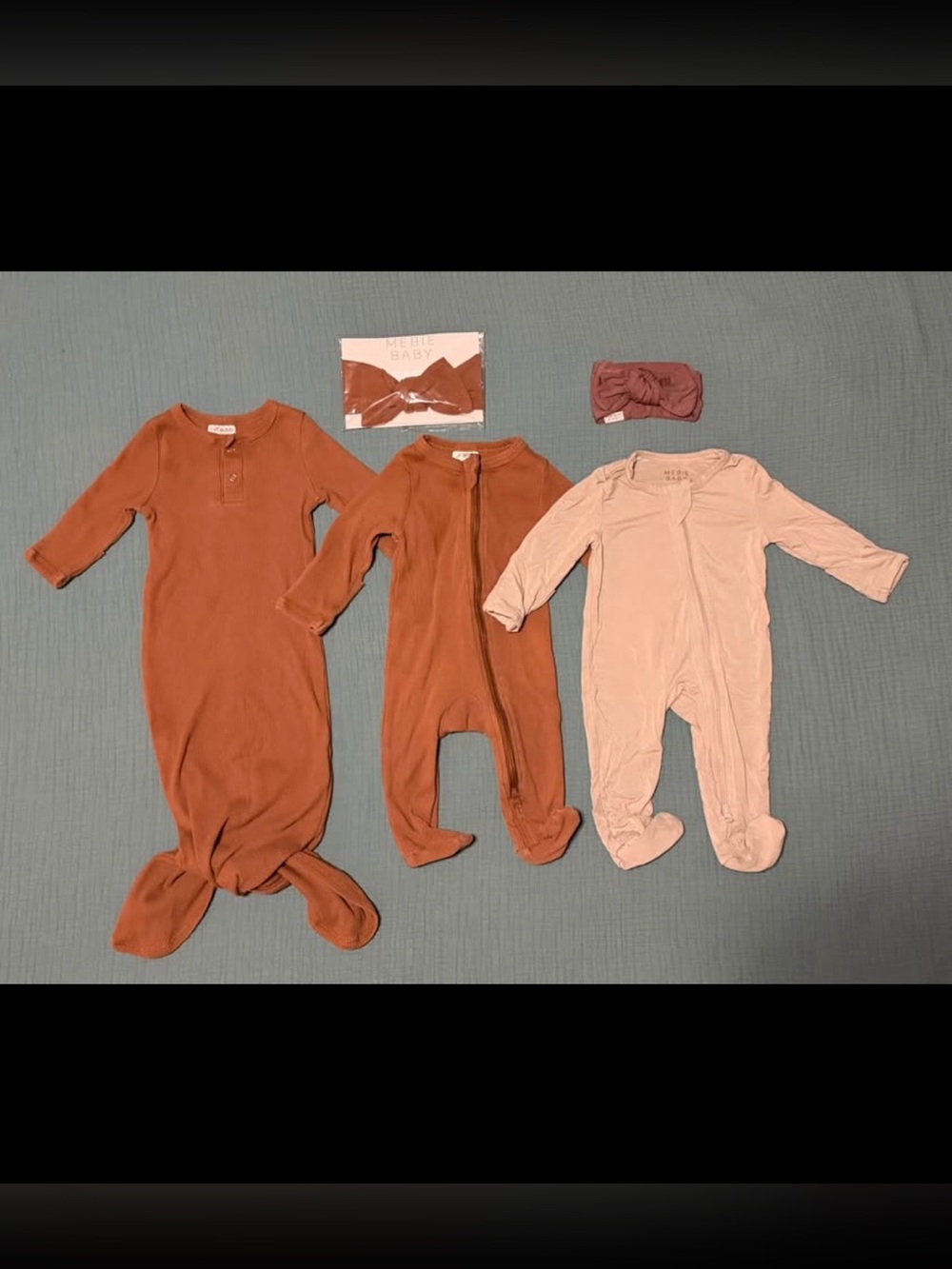 Mebie Baby Knotted Gown, Sleepers, and Headbands Set